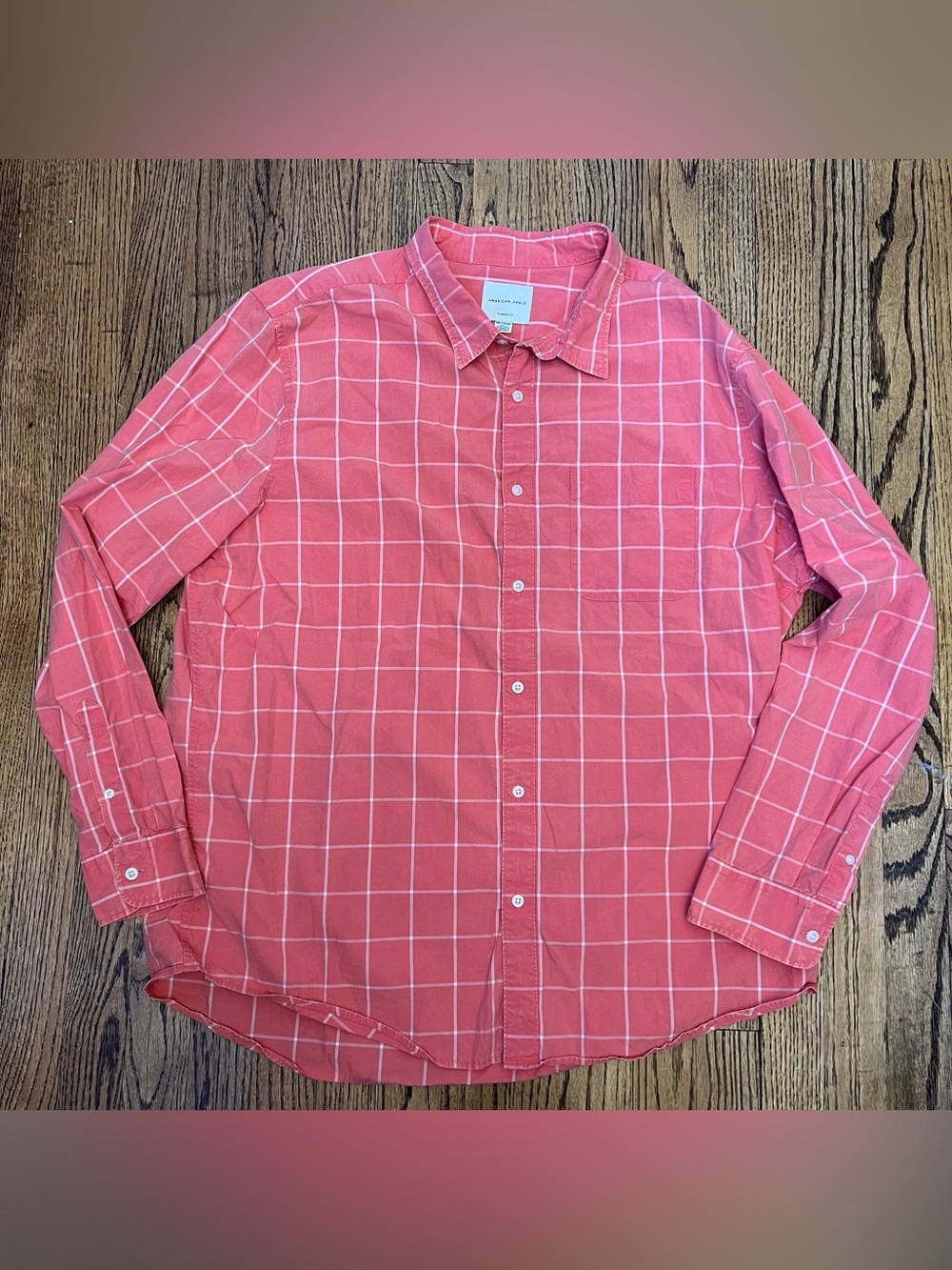 American Eagle Men's XXL Pink Coral Classic Fit Button Down Up Shirt 2XL Guest